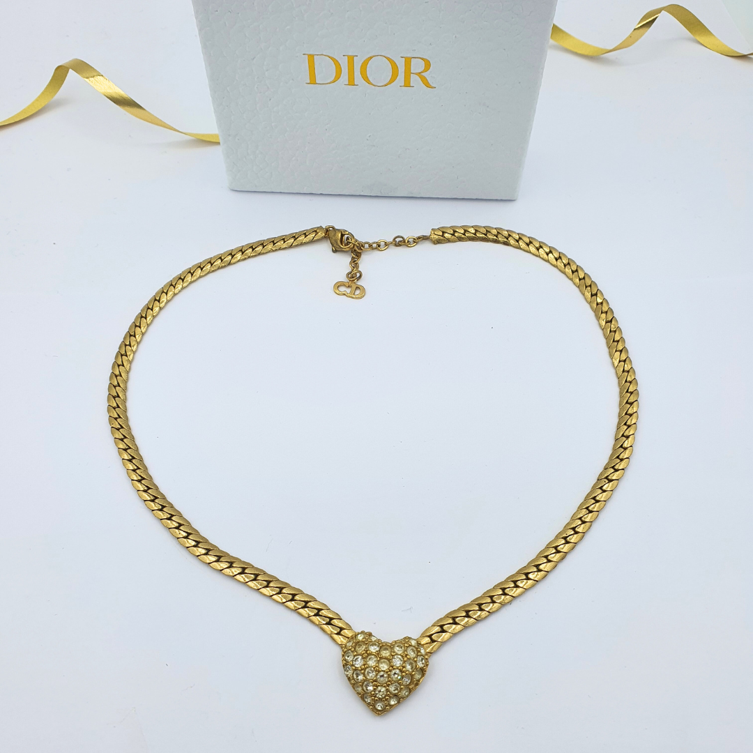 Vintage Christian Dior Heart-Shaped Pendant Necklace – view 2