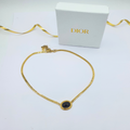 Vintage Christian Dior Black Round Medallion Necklace