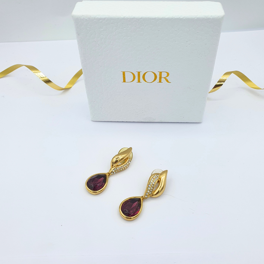 Vintage Christian Dior Leaf Clip Earrings