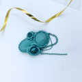 Vintage Moschino Monochrome Brooch in Aqua Blue Floral Motif