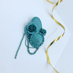 Vintage Moschino Monochrome Brooch in Aqua Blue Floral Motif – view 2