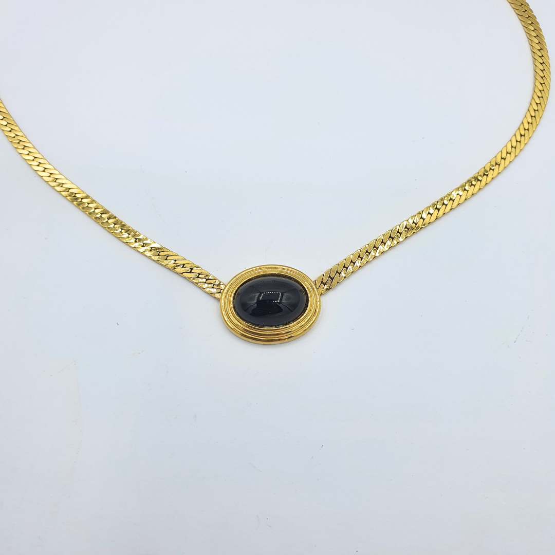 Vintage Christian Dior Black Round Medallion Necklace – view 4