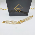 Vintage Lanvin Pearl & Rhinestone Bracelet – view 4