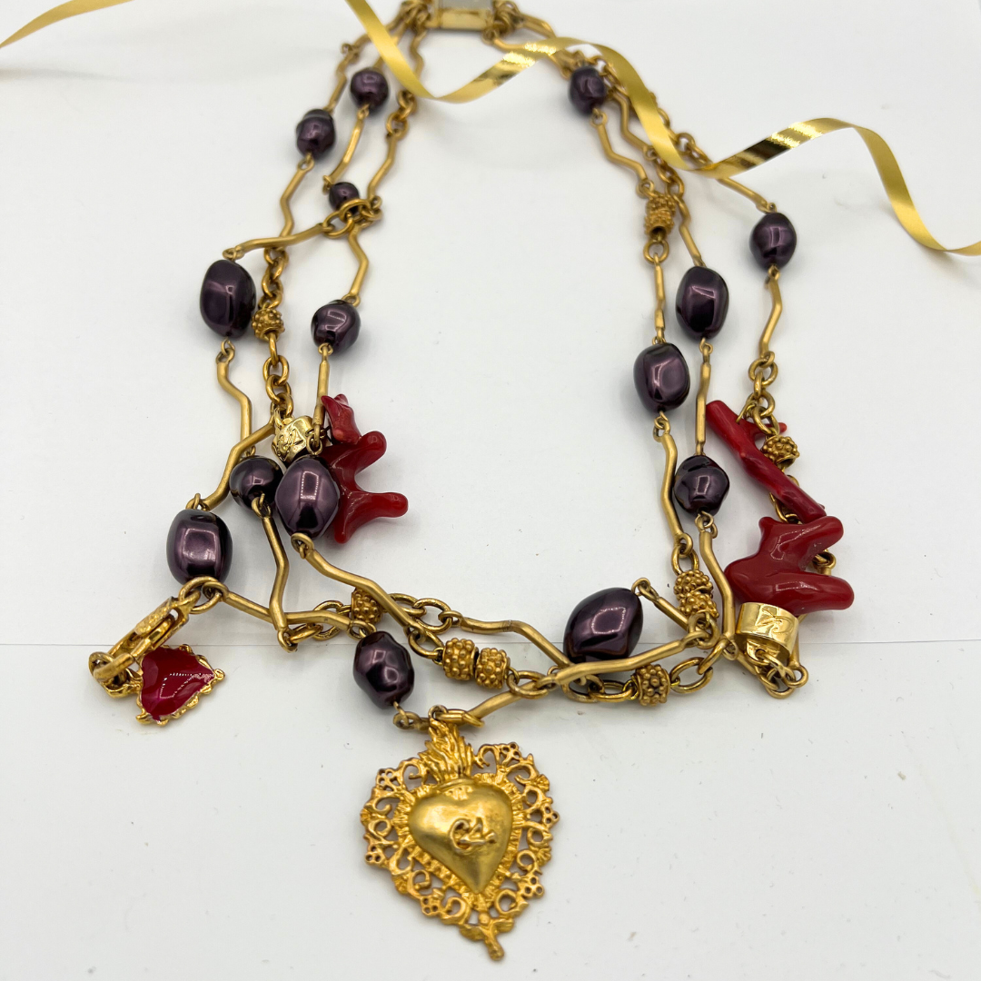 Vintage Christian Lacroix Multi-Strand Wavy Link Elements Necklace – view 3