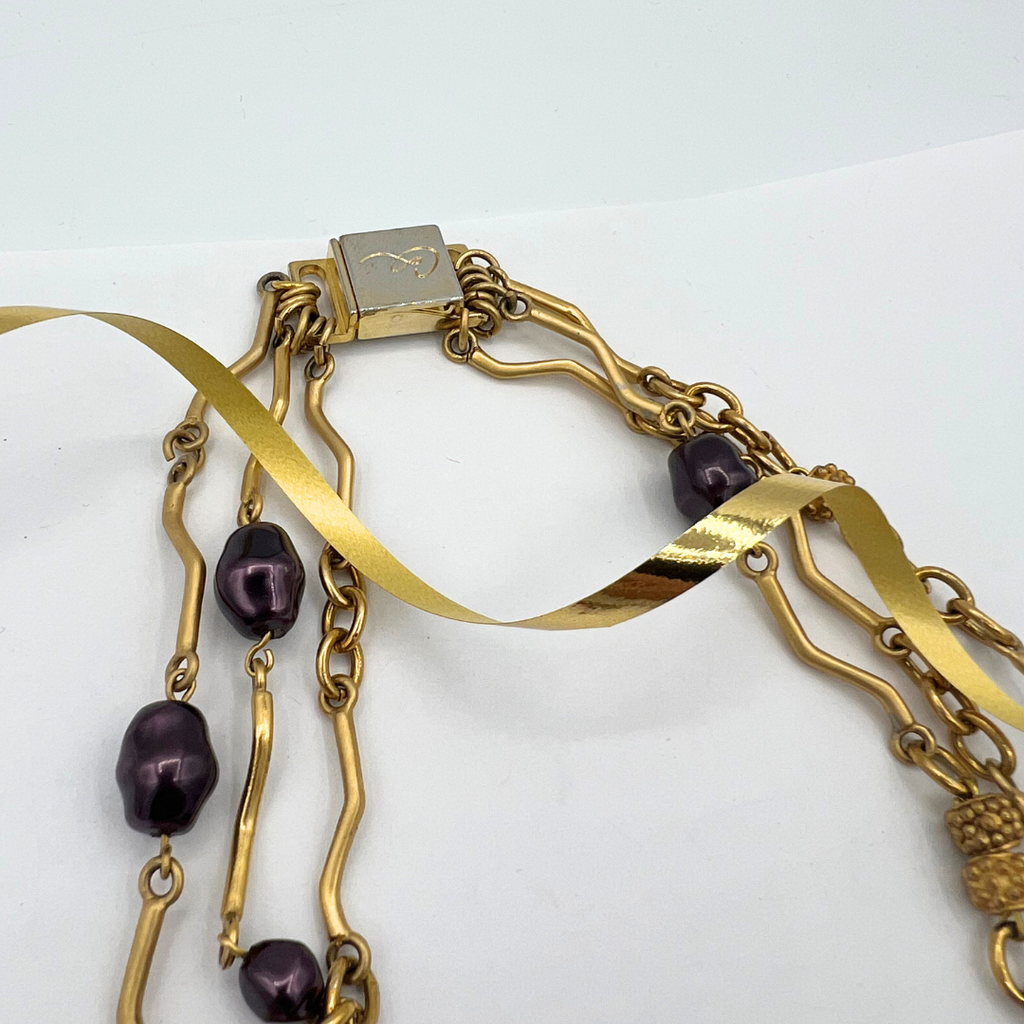 Vintage Christian Lacroix Multi-Strand Wavy Link Elements Necklace – view 4
