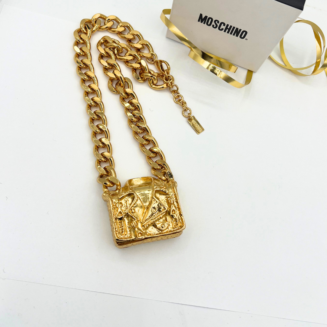 Vintage Moschino Chunky Biker Bag Chain Necklace