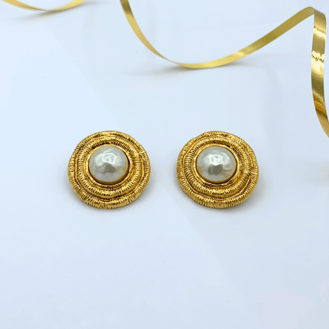 Vintage Chanel Faux Pearl Clip Earrings