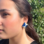 Vintage Moschino Diamond-Shaped Blue Earrings – view 4