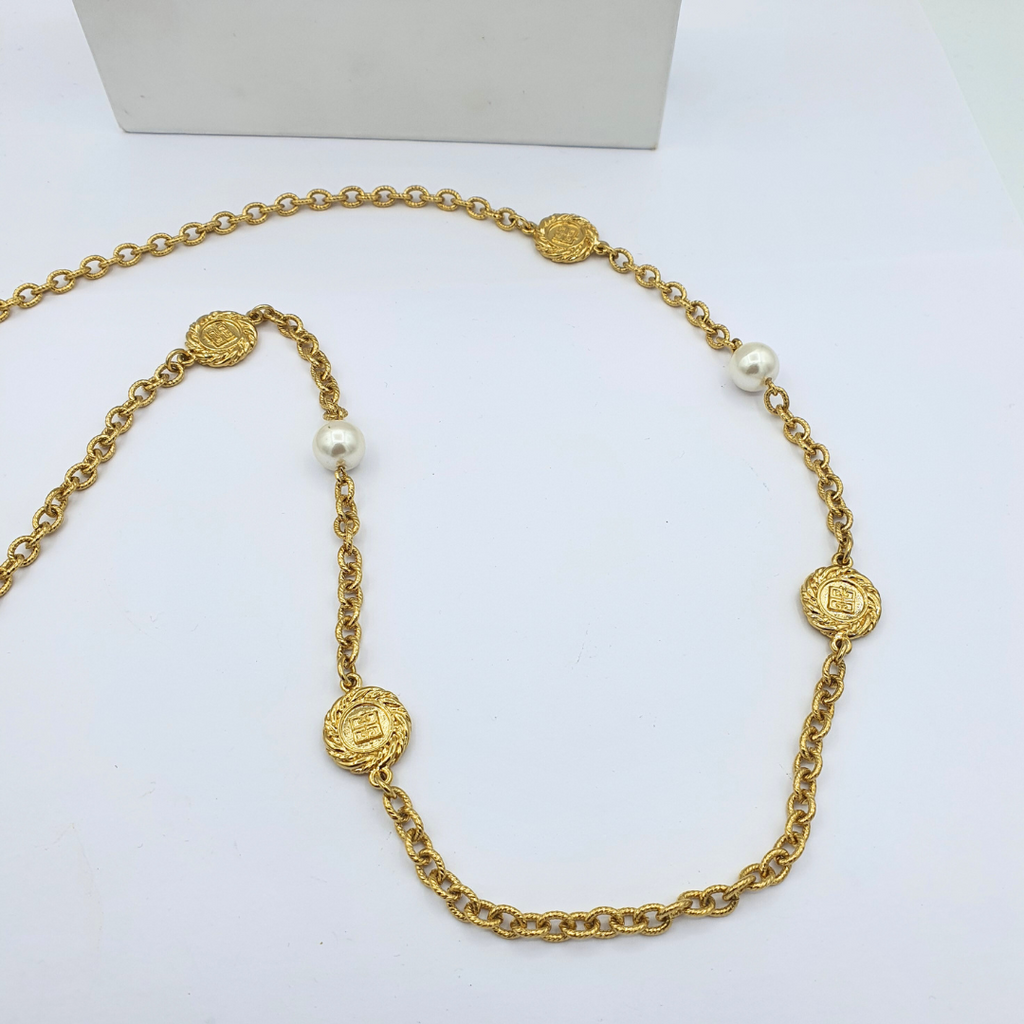 Vintage Long Givenchy Coin Charms Necklace – view 2