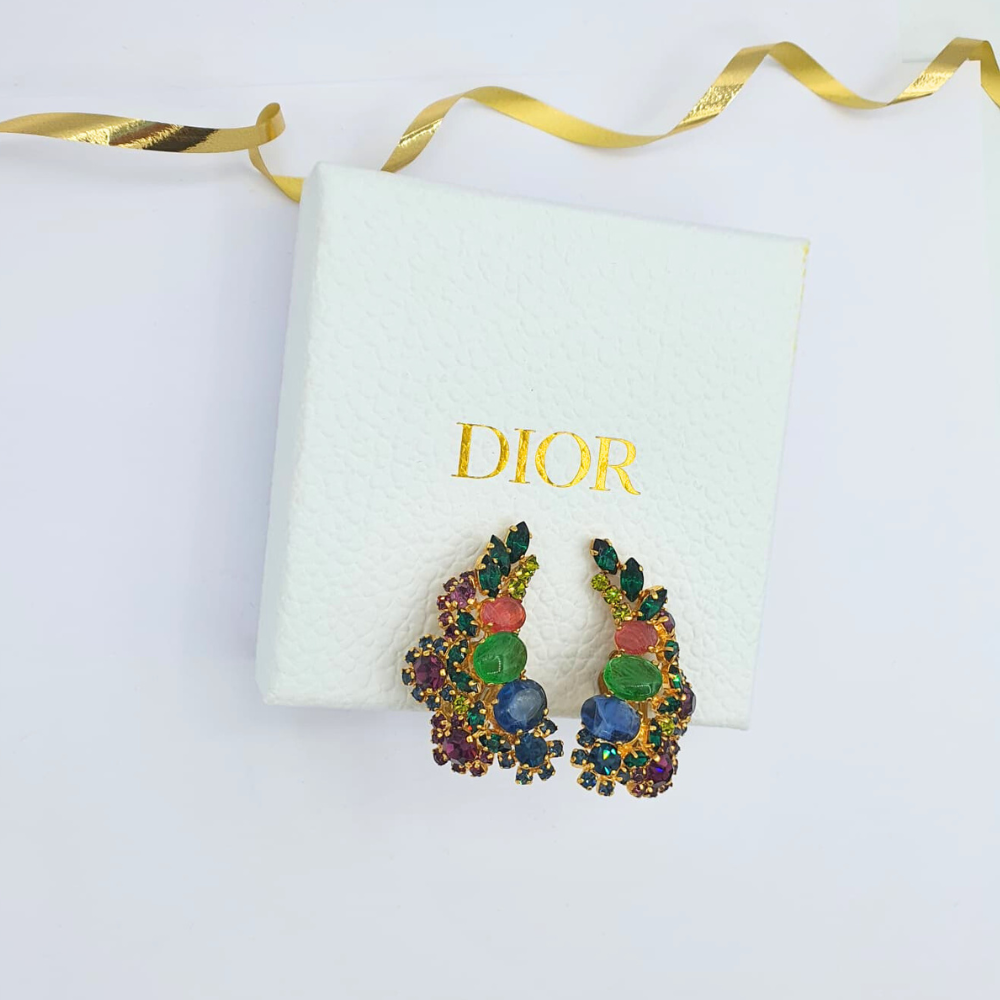 Vintage Christian Dior Ear Clips "Cascade de Couleurs" – 1969 – view 3