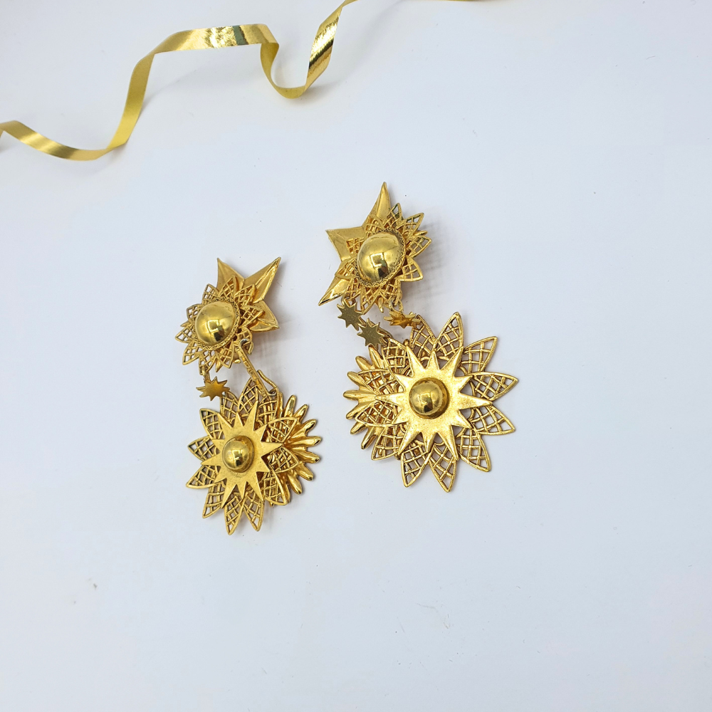 Vintage Zoe Coste Openwork Stars Clip Earrings – view 2