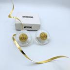 Vintage Moschino Central Gilt Sphere with Relief Texture Clip Earrings