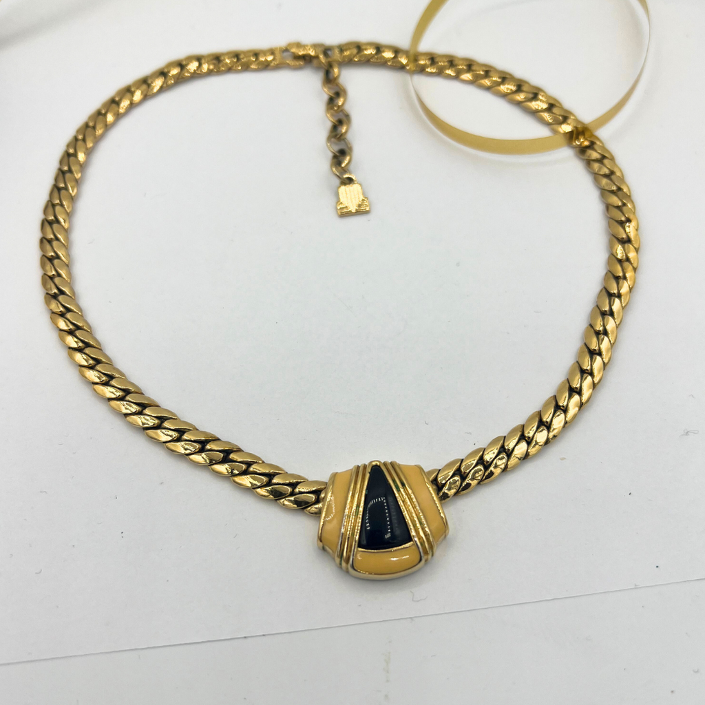 Vintage Lanvin Art Deco Enamel Necklace