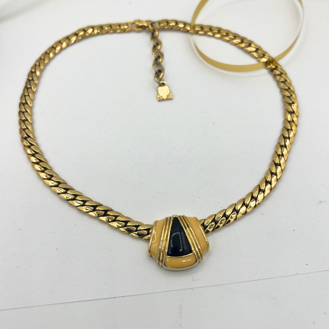Vintage Lanvin Art Deco Enamel Necklace
