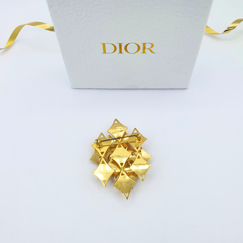Christian Dior Ruitvormige Wit Emaille Broche 1968
