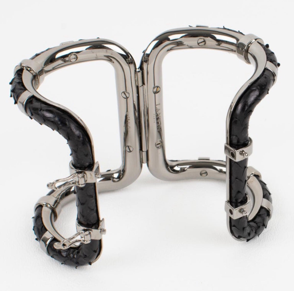 Lanvin Black Python Sculptural Cuff Bracelet (1980s)