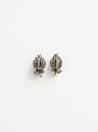 Vintage Trifari Silver-Tone Apple Ear Clips with Crystals