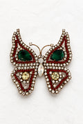 Vintage Ruby & Emerald Pavé Butterfly Brooch