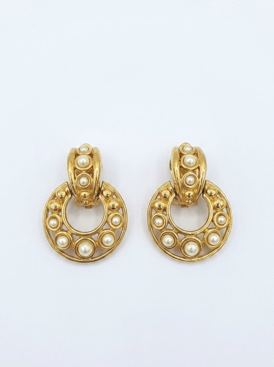 Vintage Christian Dior Round Faux Pearl Clip Earrings – view 6