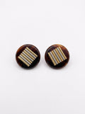 Lanvin Tortoiseshell Round Clip Earrings with Gold & Silver Bars