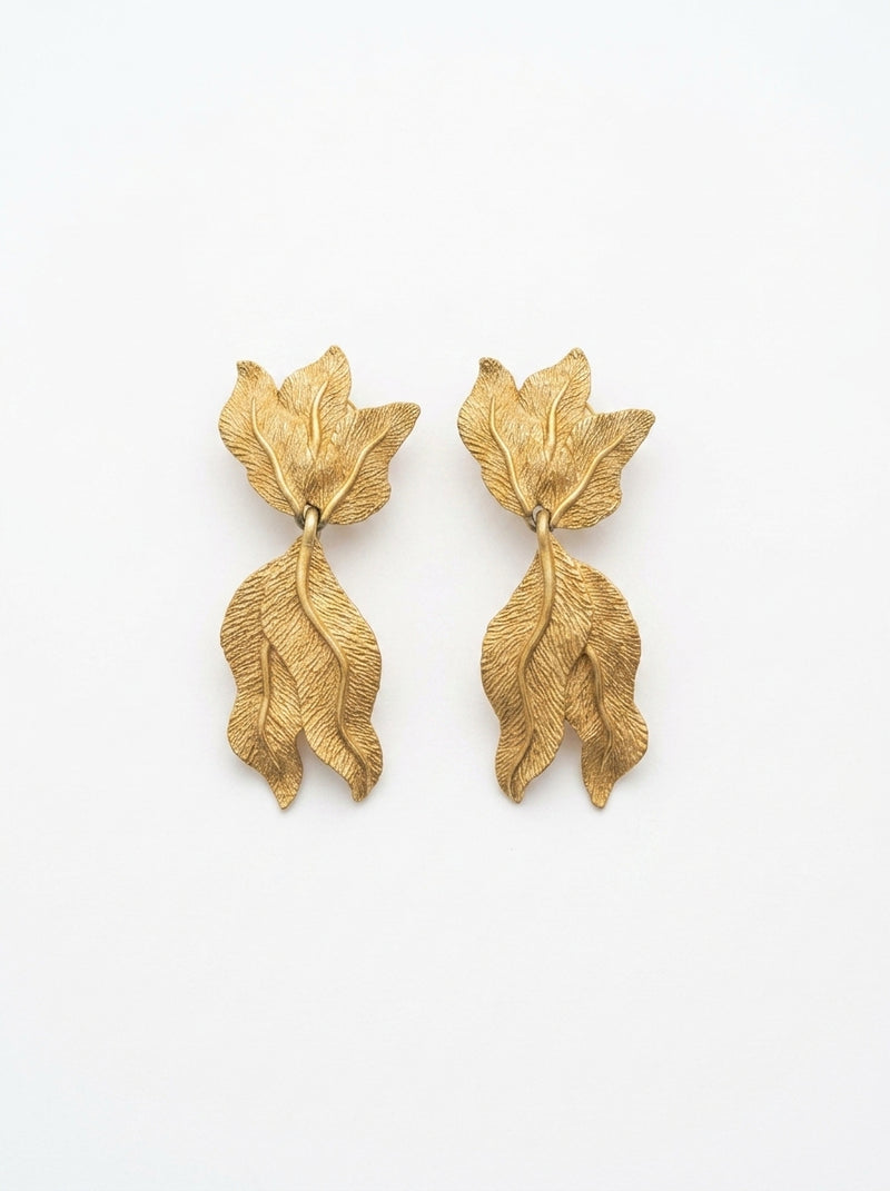 Lanvin Gold Leaf Drop Earrings