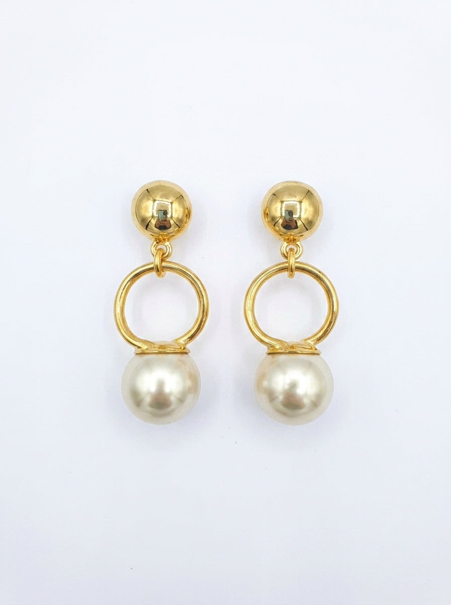 Vintage Giorgio Armani Clip Earrings with Large Pearl Drops – view 6