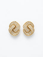 Vintage Christian Dior Knotted Rhinestone Motif Clip Earrings – view 6