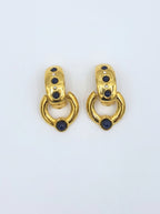 Vintage Giorgio Armani Gilt Design with Dark Blue Cabochons and Crystals – view 6