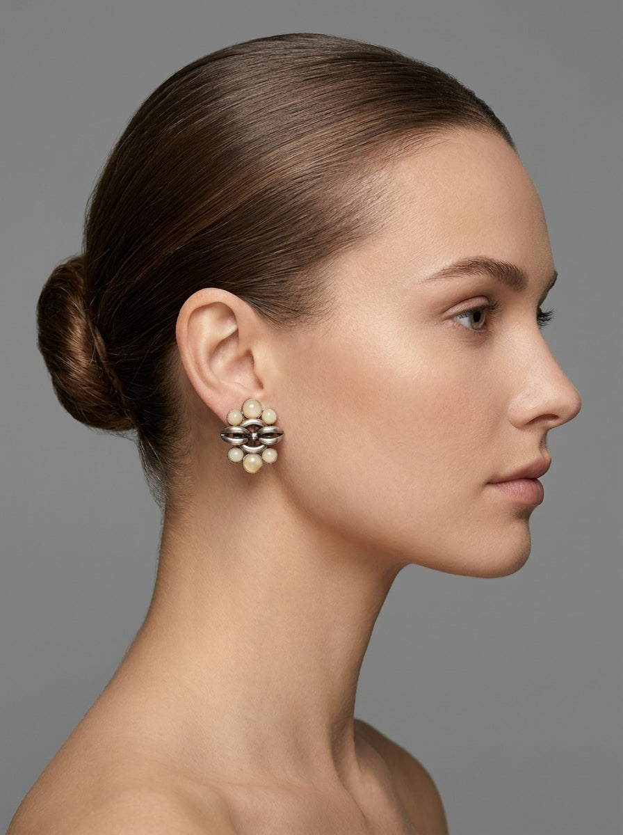 Giorgio Armani Round Cabochons Clip Earrings