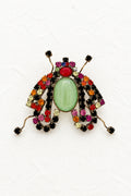 Vintage Beetle Brooch with Green Cabochon