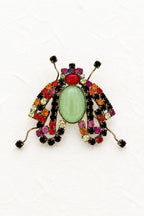 Vintage Beetle Brooch with Green Cabochon