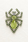 Vintage Green Crystal Spider Brooch