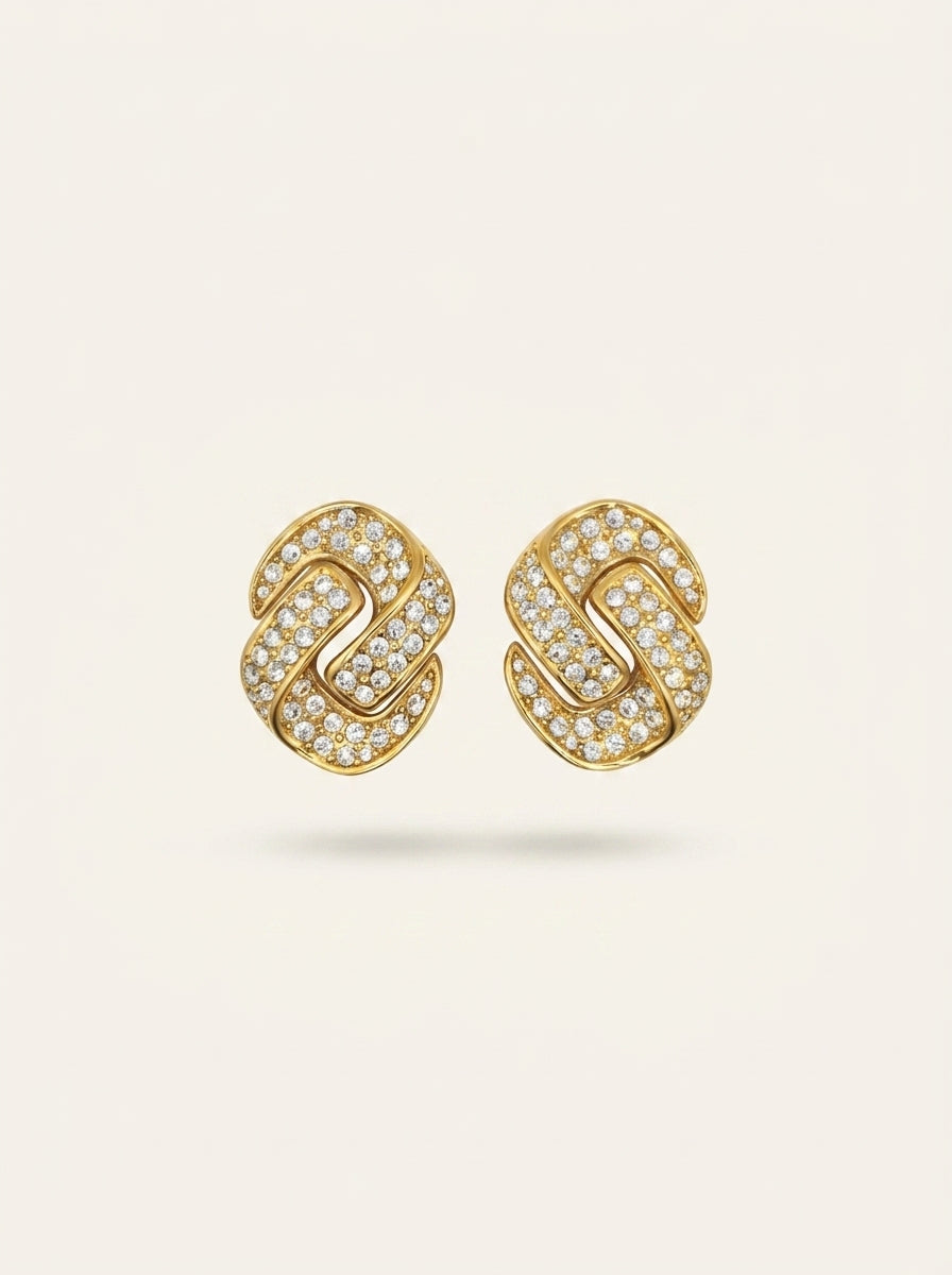 Vintage Christian Dior Knotted Rhinestone Motif Clip Earrings – view 5