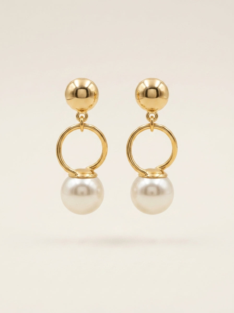 Vintage Giorgio Armani Clip Earrings with Large Pearl Drops – view 5