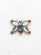 Vintage Butterfly Brooch with Clear Crystal Wings