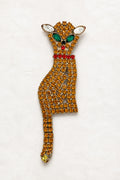 Vintage Topaz Crystal Cat Brooch