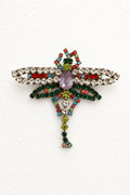 Vintage Multicolour Crystal Dragonfly Brooch