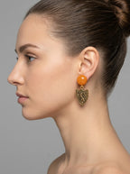 Giorgio Armani Vintage Earrings – Baroque Shield & Amber Cabochon – view 3