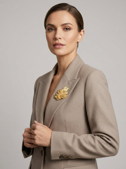 Lanvin Gold Leaf Brooch