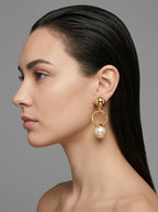 Vintage Giorgio Armani Clip Earrings with Large Pearl Drops – view 3