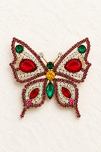 Vintage Ruby & Amethyst Crystal Butterfly Brooch