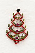 Vintage Red & Green Crystal Christmas Tree Brooch