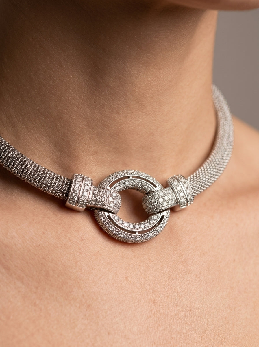 Vintage Christian Dior Crystal Pavé Collar Necklace – view 3