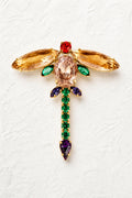 Vintage Dragonfly Brooch with Topaz Crystal Wings