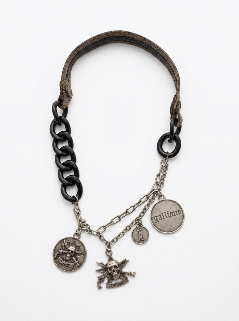 John Galliano Skull Charm Necklace