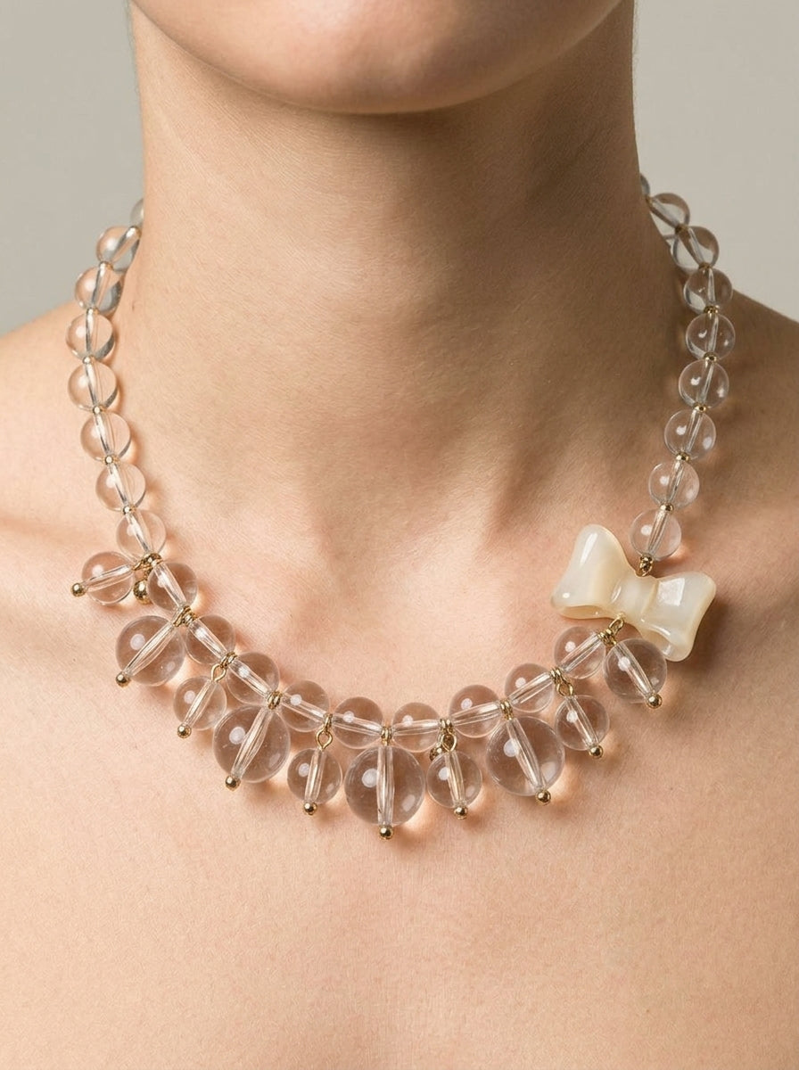 Lanvin – Vintage transparante statement-ketting met strikdetail