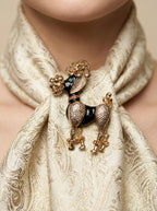 Vintage Gold-Tone Poodle Brooch with Black Accents
