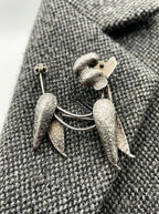 Vintage zilverkleurige poedelbroche