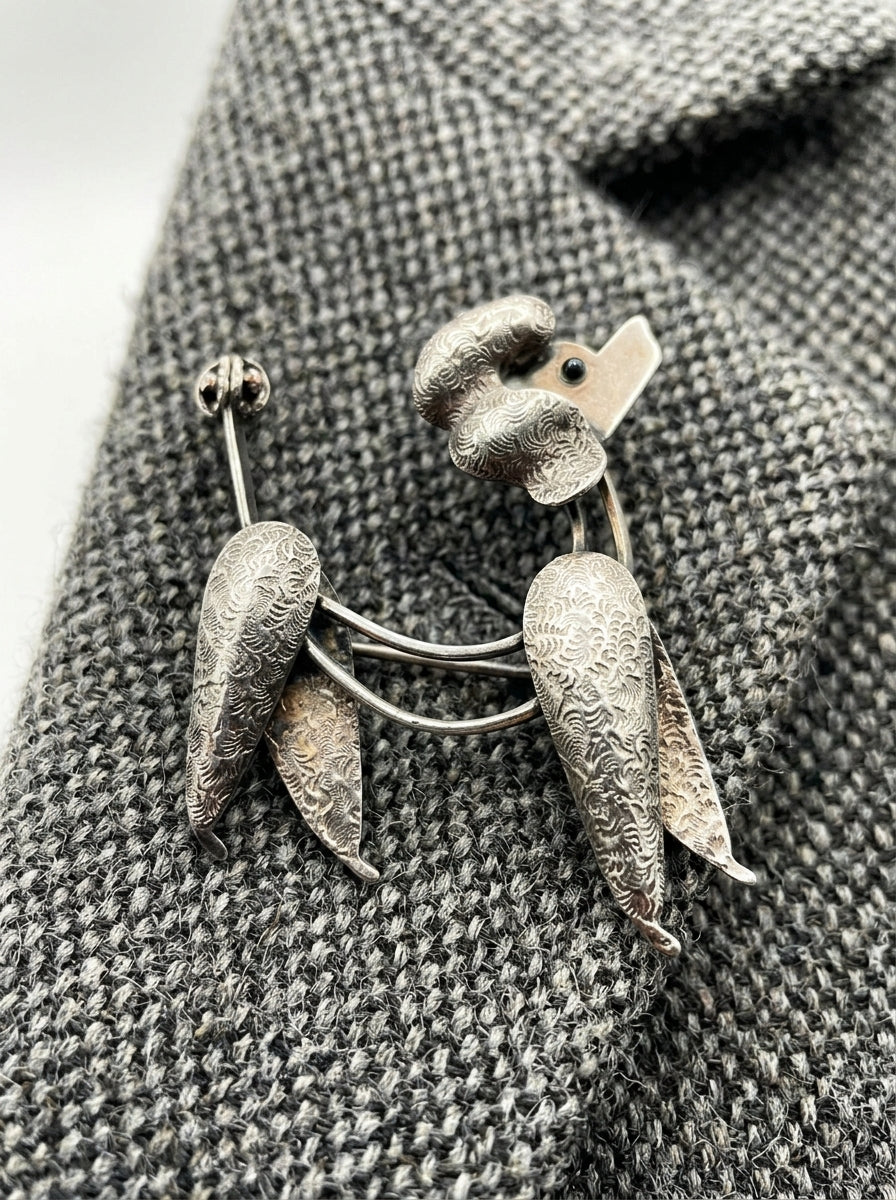 Vintage Silver-Tone Poodle Brooch