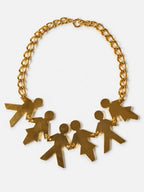 Moschino Paper Doll Figures Statement Necklace